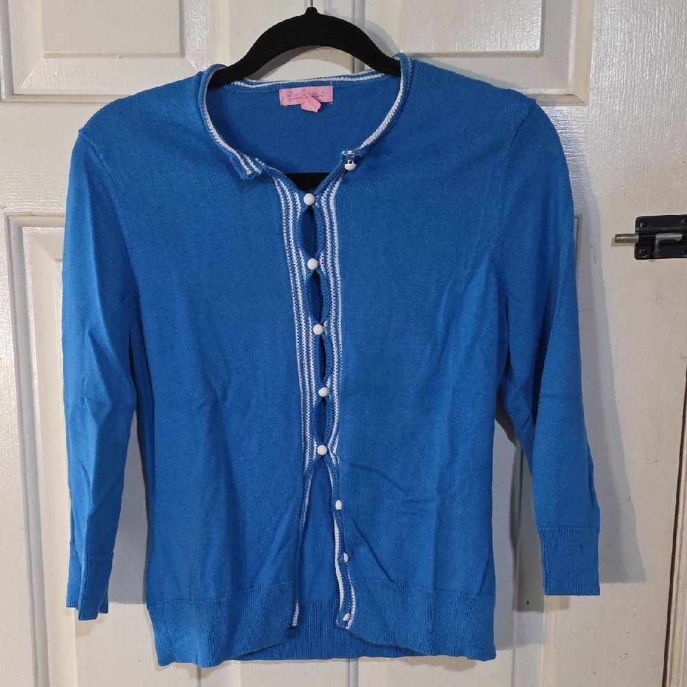 Lilly Pulitzer Blue Button-Up Cardigan
